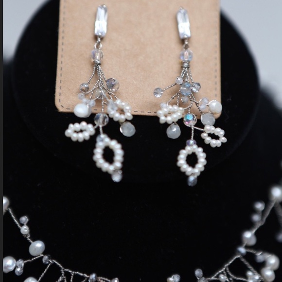 Whimsicle Wedding Vine Necklace & Earring Set | Custom Handmade | One of a kind - Picture 3 of 6